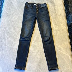 KanCan high rise skinny jeans. Stretch! Dark blue wash with buttoned front. 3/25